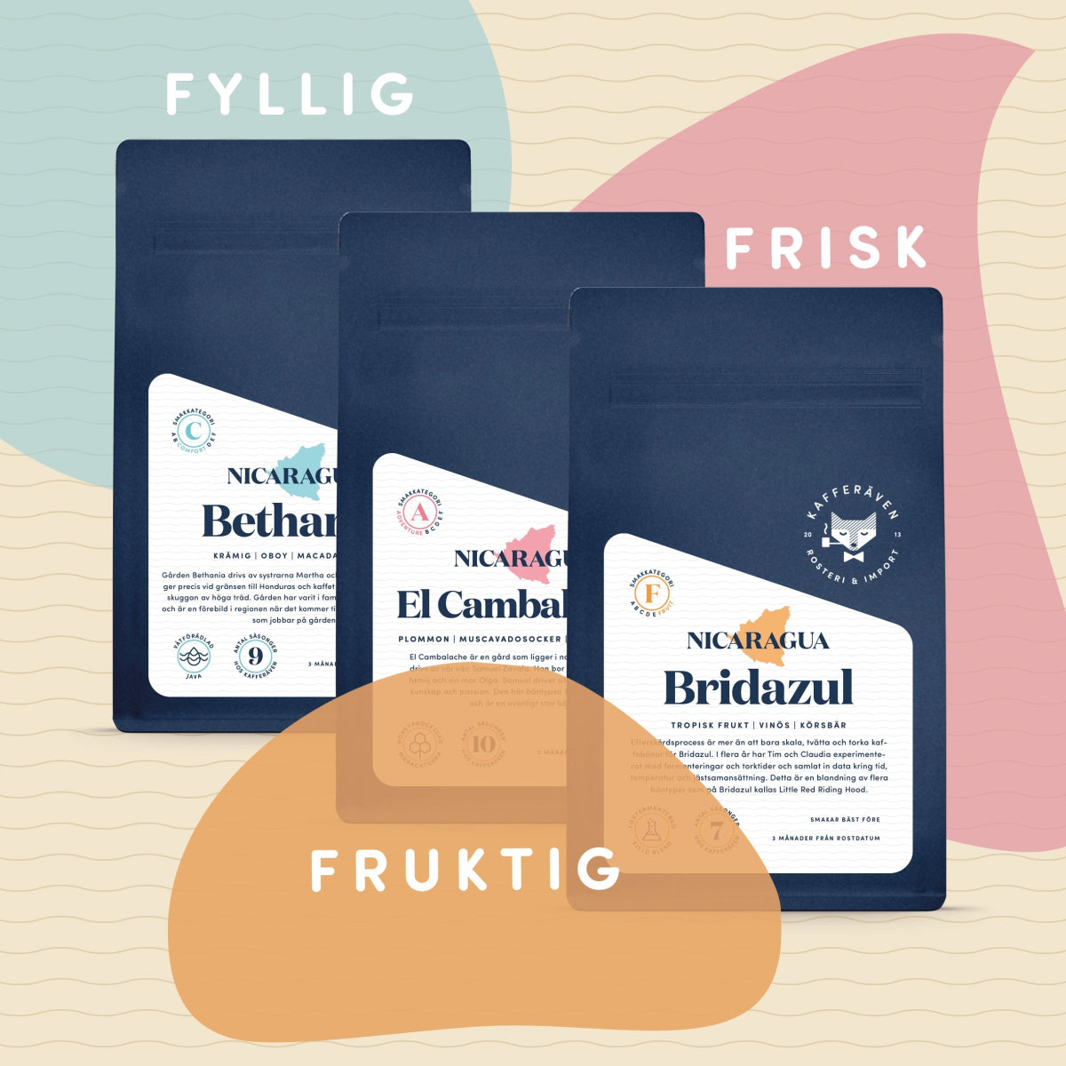 3 x Nicaragua - Kafferäven - Single Origin Coffee