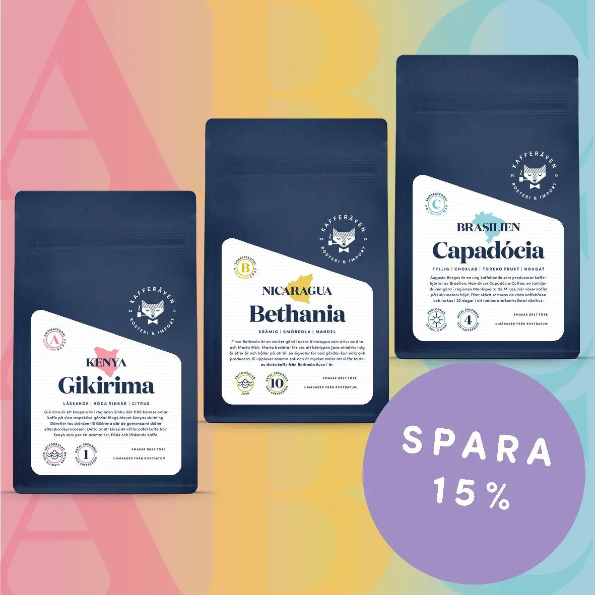 Kaffepaket - A B C - Kafferäven - Single Origin Coffee
